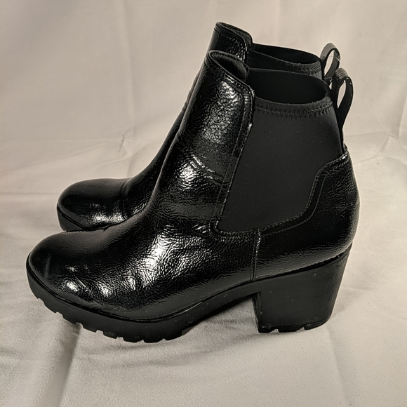 Aldo Patent Textured Faux Leather Heeled Booties Boots Black Women's US 10 3" - Picture 3 of 13